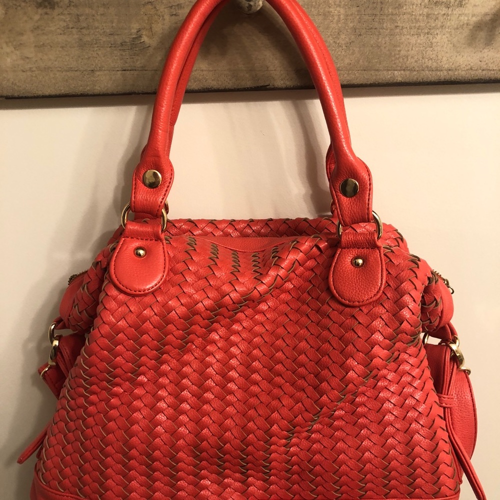 Orange leather summer bag